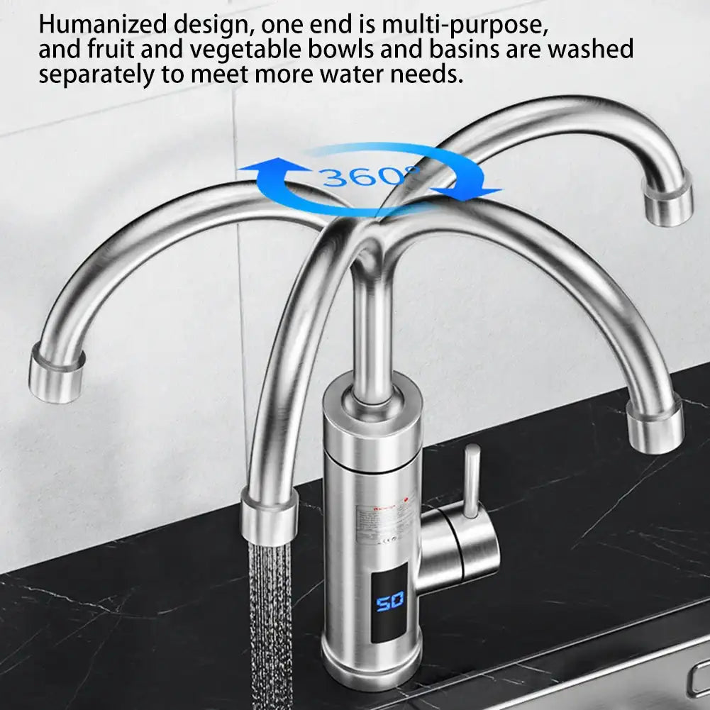 3000 W Tankless Instant-Heat Faucet – 360° Adjustable Electric Hot Water Tap for Kitchen & Bathroom