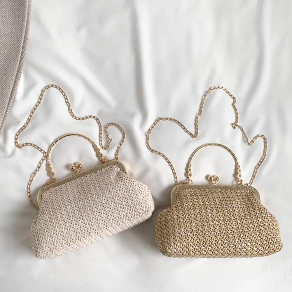 Elegant Hand-Woven Chain Shell Handbag – Exquisite Handmade Design for Weddings, Parties & Special Events