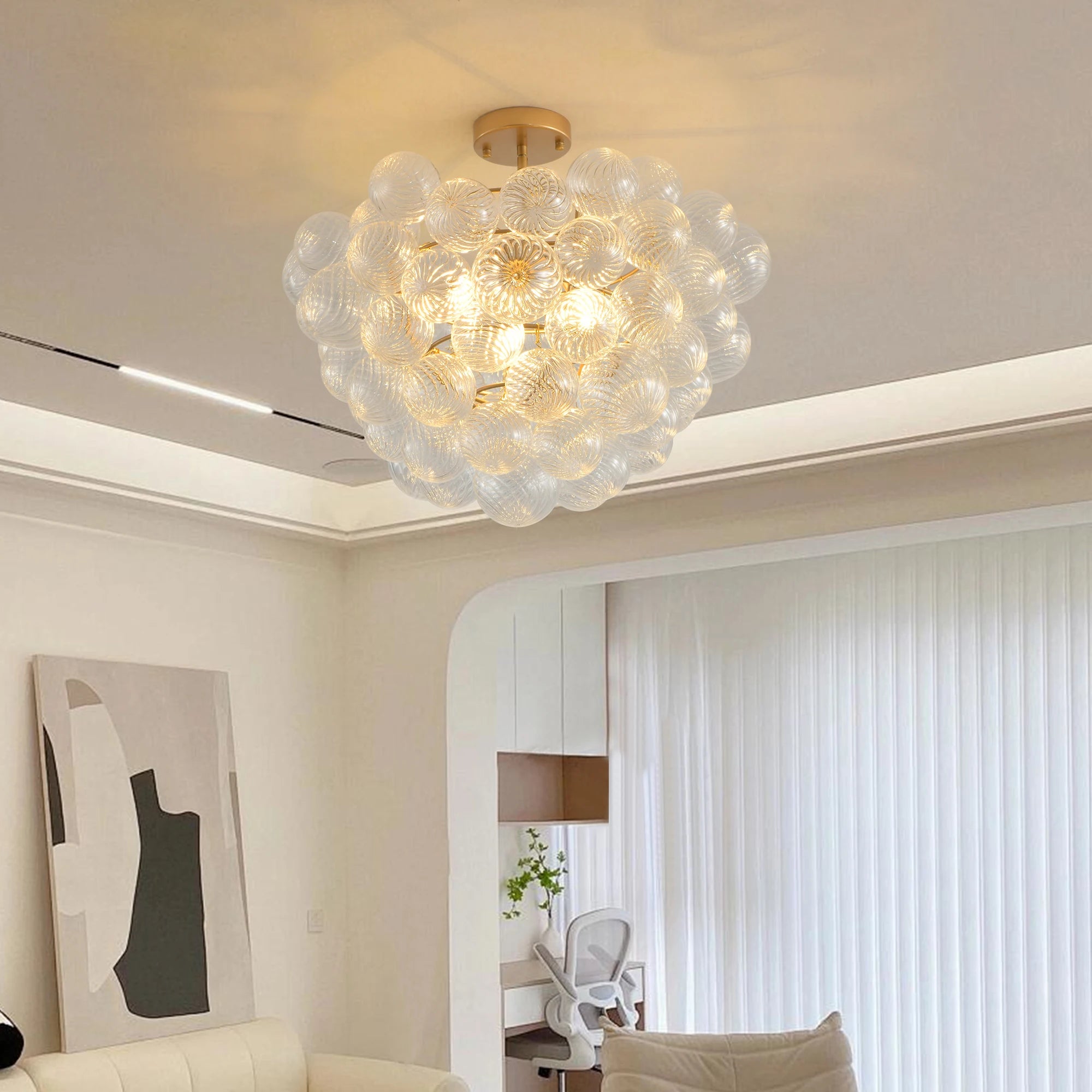 20-Inch Gold Pendant Light – Elegant Clear Glass Globe Shade for Living, Dining & Kitchen Spaces