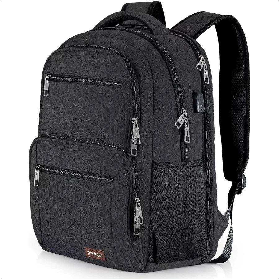 BIKROD 15.6" School & TSA Travel Laptop Backpack – USB Charging Water-Resistant Bookbag for Teen Boys, Men & Women