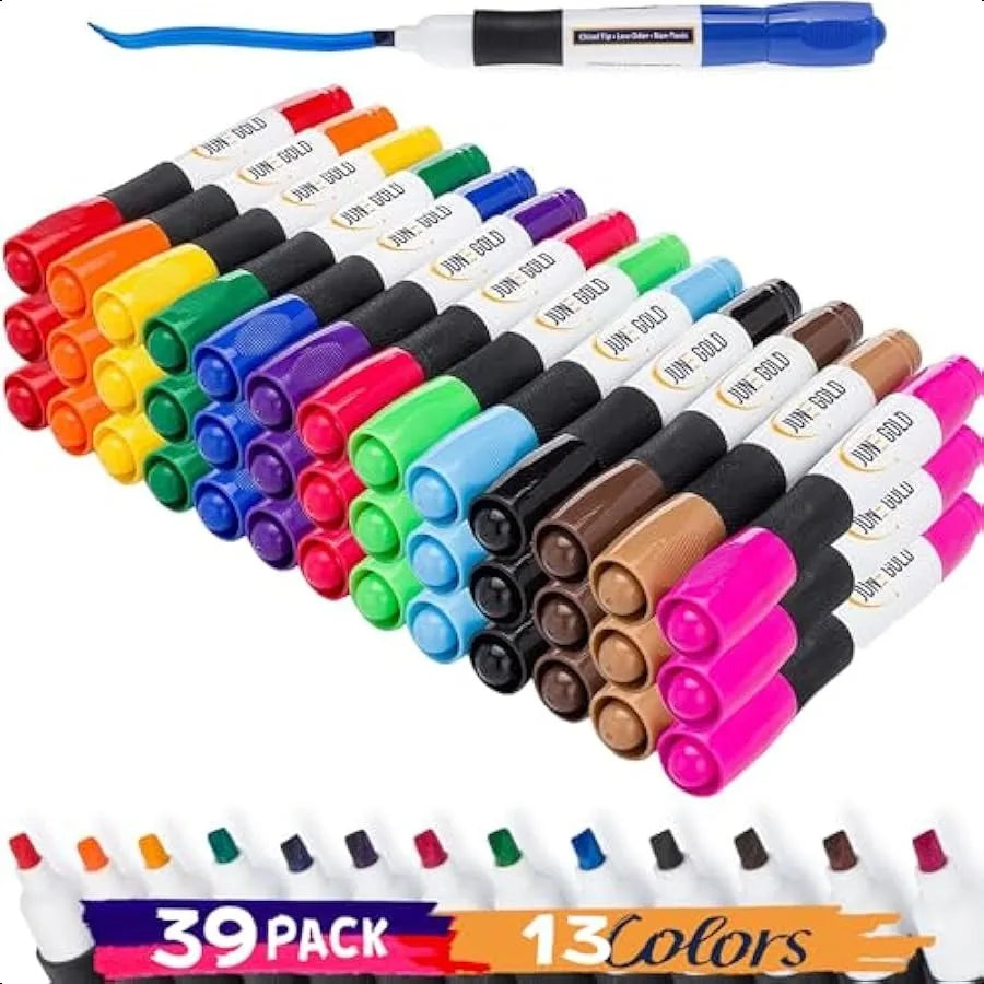 Dry Erase Marker Set – 39 Assorted Whiteboard Markers in 13 Colors with Chisel Tip & Low-Odor Ink 🖊️