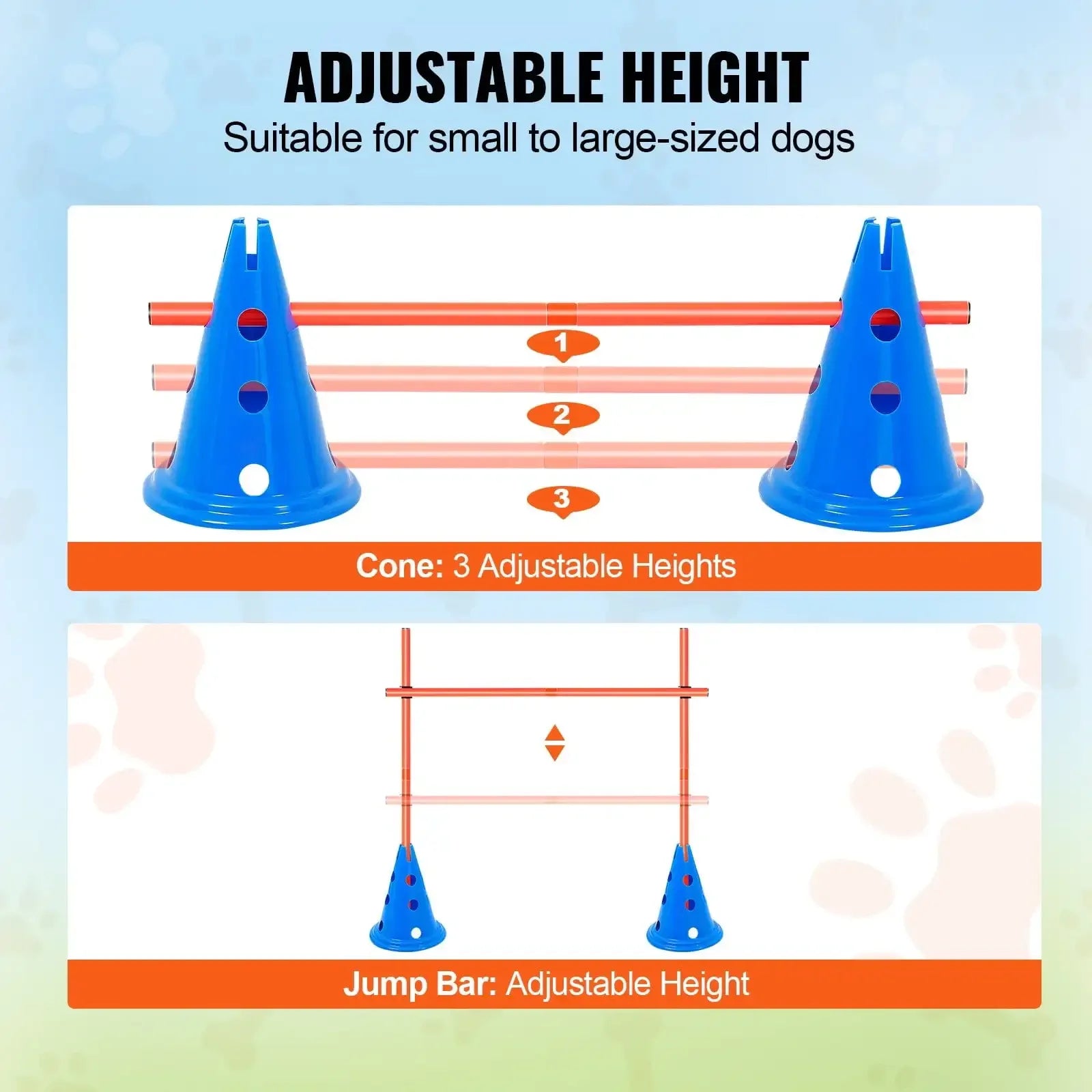Dog Agility Hurdle Cone Set – 6-Piece Training Kit with 12 Cones, 6 Agility Rods & Carry Bag for Pet Exercise & Obedience