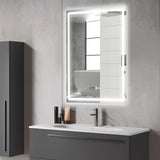 LED Wall-Mounted Anti-Fog Bathroom Mirror – Touch-Switch 3-Colour Dimmable Vanity Light