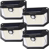Solar Motion Sensor Lights 4-Pack – 6500K Pure White Outdoor Wall Lamps, IP65 Waterproof Cordless Security Lights for Driveways & Gardens