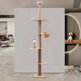 4-Tier Cat Tree Tower – Floor-to-Ceiling Adjustable Climbing Furniture with Sisal Rope Scratching Posts for Indoor Cats & Kittens