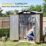 5x3ft Outdoor Steel Storage Shed with Floor Frame & Lockable Doors | Compact Metal Tool Shed for Garden, Backyard & Patio