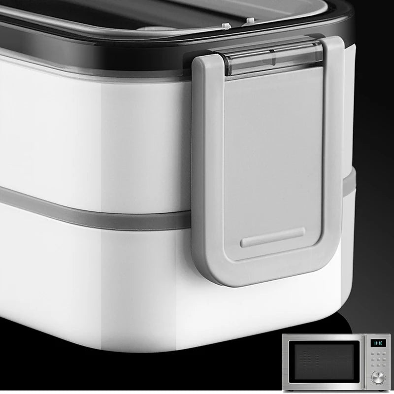 2-Stage Stainless Steel Lunch Box – Microwave / Oven Safe Dual Layer Meal Container for Office & Work