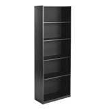 5-Shelf Bookcase with Adjustable Shelves, True Black Oak - PulinGO