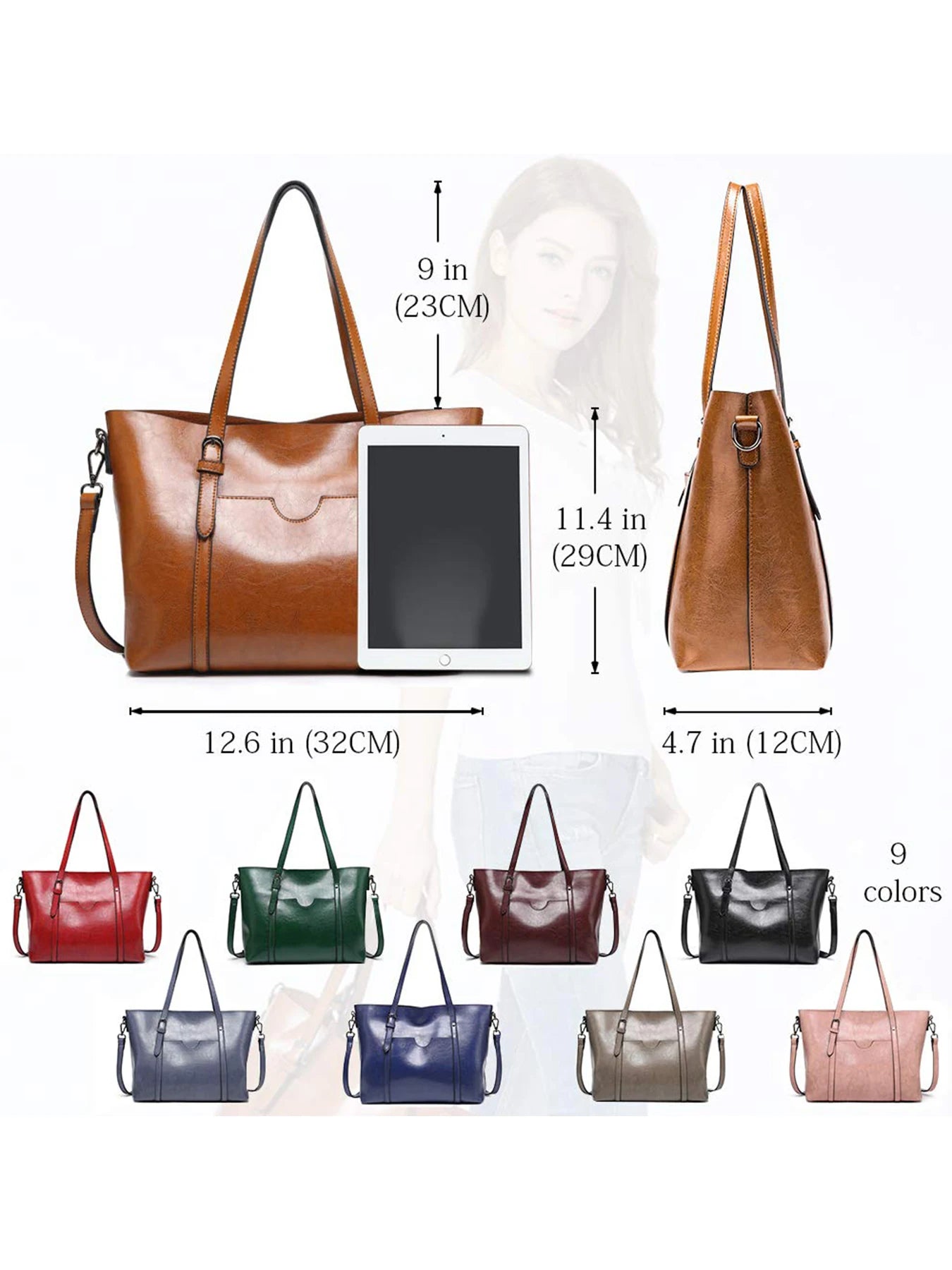 Pahajim women’s leather handbag – elegant top-handle satchel purse, classic tote bag for women’s fashion & daily use