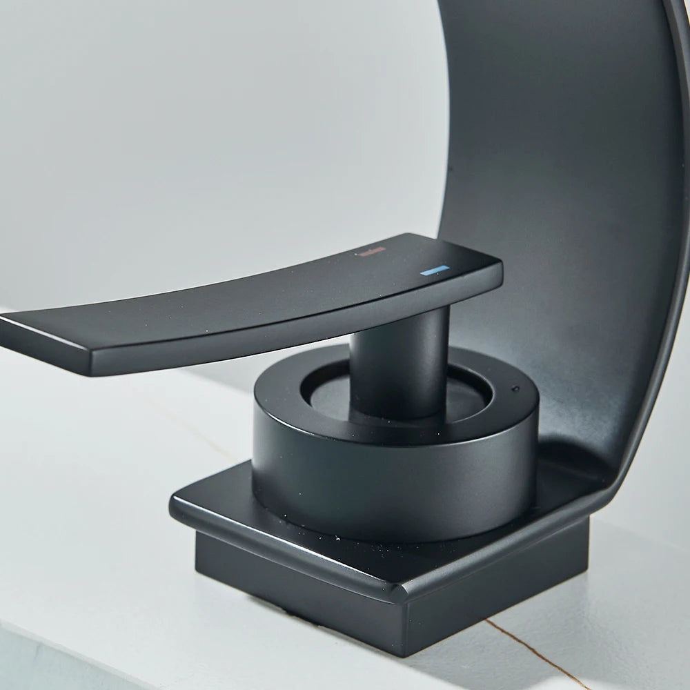 Waterfall Bathroom Sink Faucet – Single-Handle Hot & Cold Mixer Tap