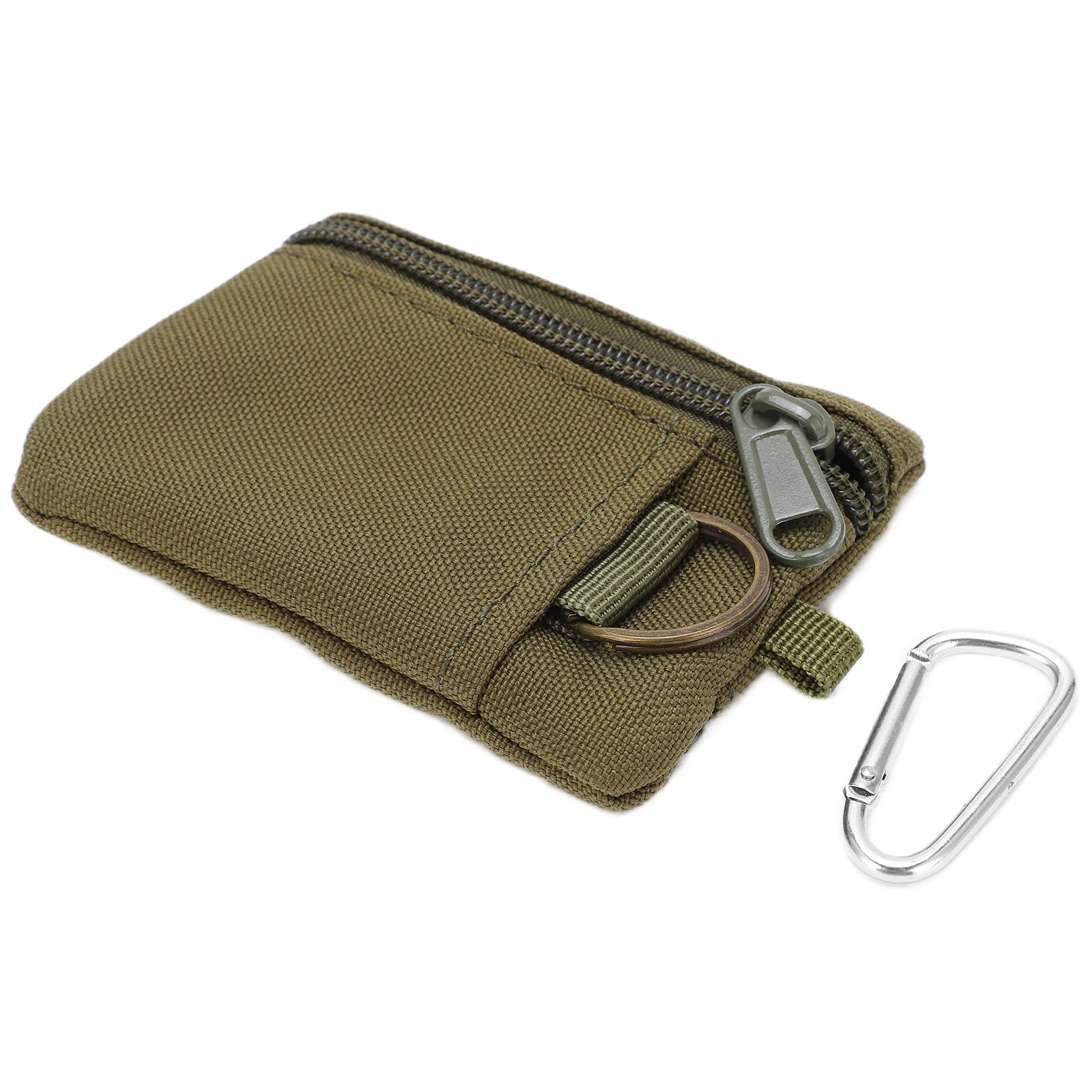Mini Outdoor MOLLE Pouch – Nylon Zipper EDC Pocket Wallet with Carabiner for Keys, Cards & Essentials