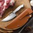 All-Steel Boning Knife with Leather Sheath – Professional Grade Fixed Blade Meat Cleaver for Outdoor Barbecues & Butchering