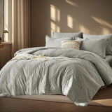 7-Piece Luxury Solid Color Quilted Comforter Set – All-Season Bedding Set Super-Soft, Shrink-Proof & Fade-Resistant