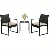 “3-Piece Patio Bistro Set – Outdoor Wicker Rattan Chairs with Matching Table”