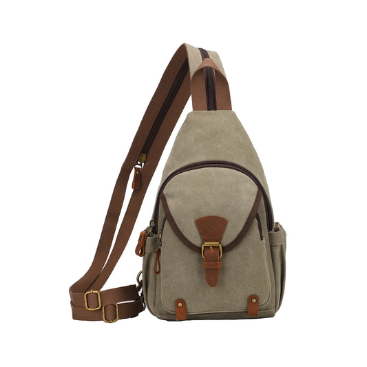 KOULI BUIR Canvas Sling Bag — Convertible Crossbody Chest Daypack for Outdoor Cycling, Hiking & Travel