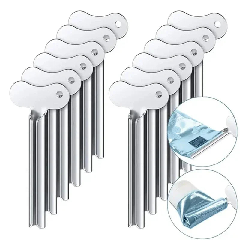 Stainless Steel Toothpaste Tube Squeezer (1–6 Pcs) – Metal Key Roller for Bathroom, Hair Dye & Cosmetic Tubes