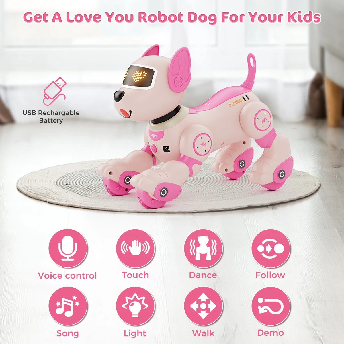 VATOS Robot Dog Toy – Interactive Voice & Remote Control Puppy with Touch Sensors, 20+ Modes, Fun Pet Toy for Kids
