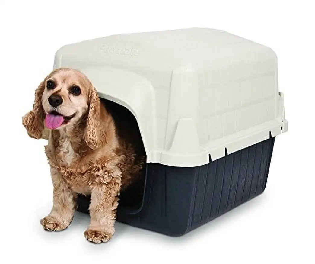 Petmate Barnhome 3 Plastic Outdoor Dog House – Durable Shelter for Small Pets (15–25 lbs), Tan