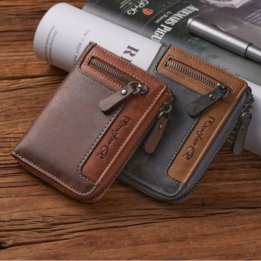 Premium Retro Short Wallet for Men – Stylish PU Leather Zipper Wallet with Multi-Function Design & Durable Craftsmanship