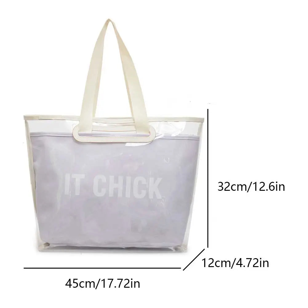 Women’s PVC clear jelly tote bag – large-capacity waterproof handbag, multifunctional transparent purse for beach, summer & daily use