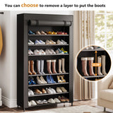 10-Tier Shoes Rack with Cover – Large Capacity Black Shoe Storage Organizer for Entryway & Closet (Up to 50 Pairs)