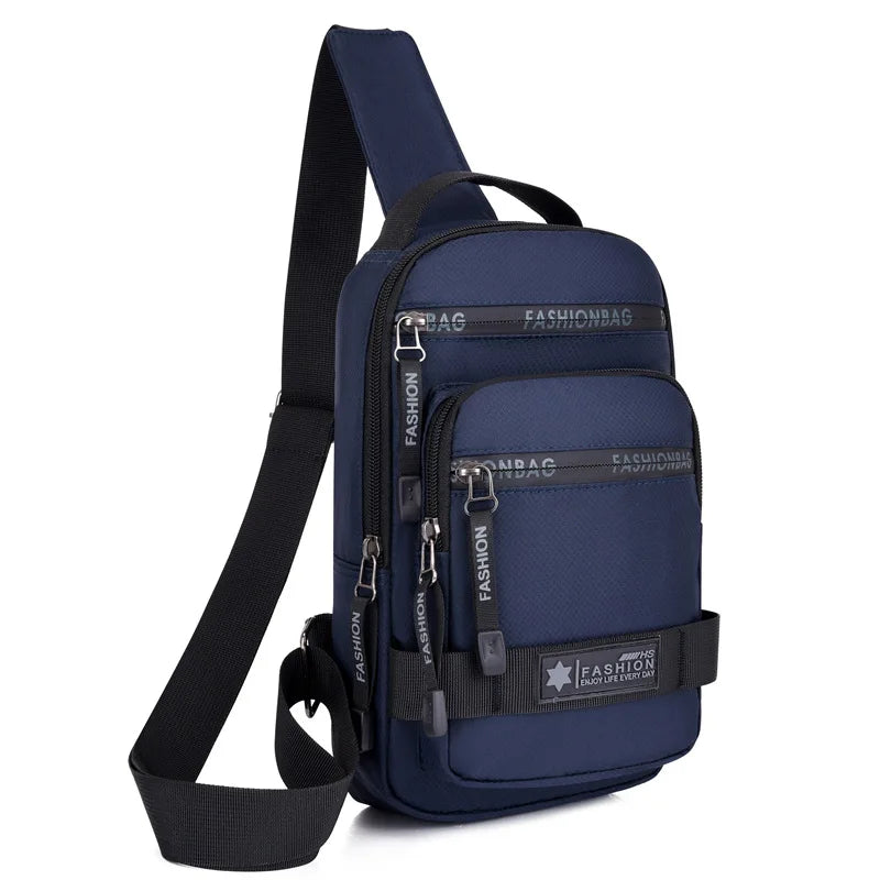 Men’s Large-Capacity Nylon Chest Bag – Lightweight Korean-Style Travel Crossbody Shoulder Backpack for Daily Use