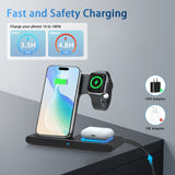 Magnetic 3-in-1 Wireless Charging Station – Foldable 18W Fast Charging Pad for iPhone 12–16, Apple Watch & AirPods