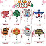 🎉 8PCS Holiday Badge Reels – Embroidered Felt Retractable ID Holders with Alligator Clip (Heart, Clover, Bunny & More)