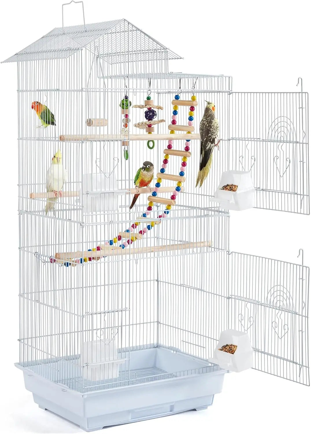 Roof-Top Medium Parakeet Cage – Bird Cage for Cockatiels, Conures, Finches, Budgies, Canaries & Lovebirds
