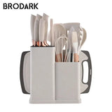 “19-Piece Food-Grade Silicone Kitchenware Set – Cooking Spoons, Cutting Board & Chef Knives”