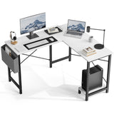 JHK 50-Inch Gaming Corner Desk – Wooden PC Table with CPU Storage Shelf & Side Bag for Home Office & Small Spaces