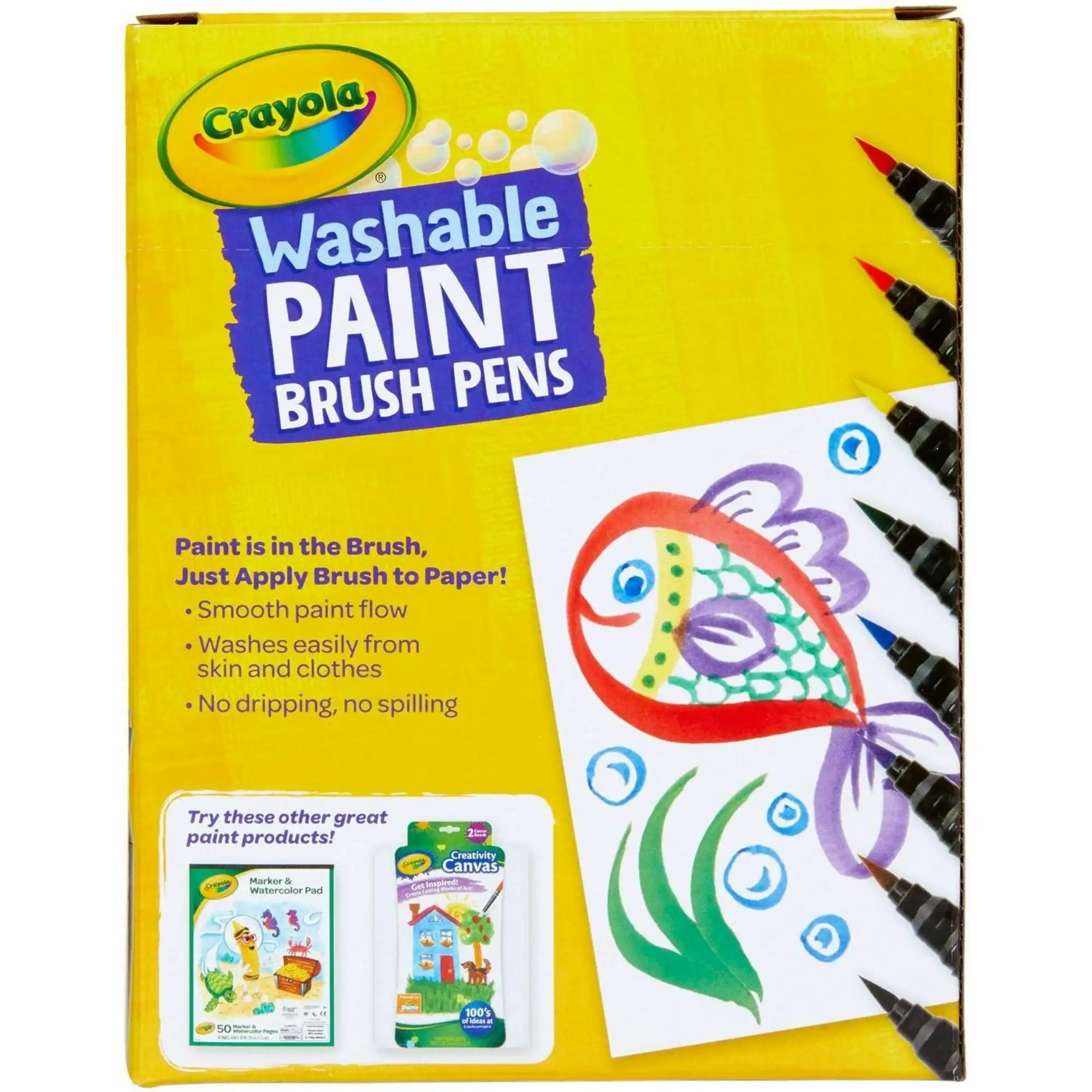 Crayola No-Drip Paint Brush Pens – 4-Pack Assorted Colors Washable Paint Set for Kids & Classrooms 🎨