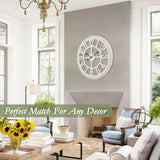 30-Inch Farmhouse Wall Clock – Large Wooden Silent Wall Clock with Boho Beads | Rustic Battery-Operated Easy-Read Design