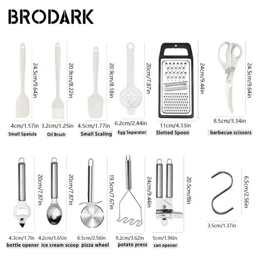 44pcs Silicone Kitchen Utensil Set with Wooden Handles – Heat Resistant