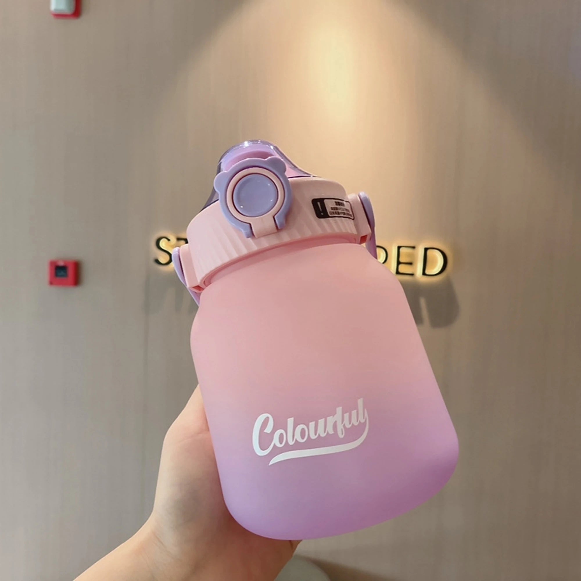 1000 ml Gradient Colour Reusable Water Bottle – Handle & Carry Strap, Leak-Proof Plastic Cup for Men & Women