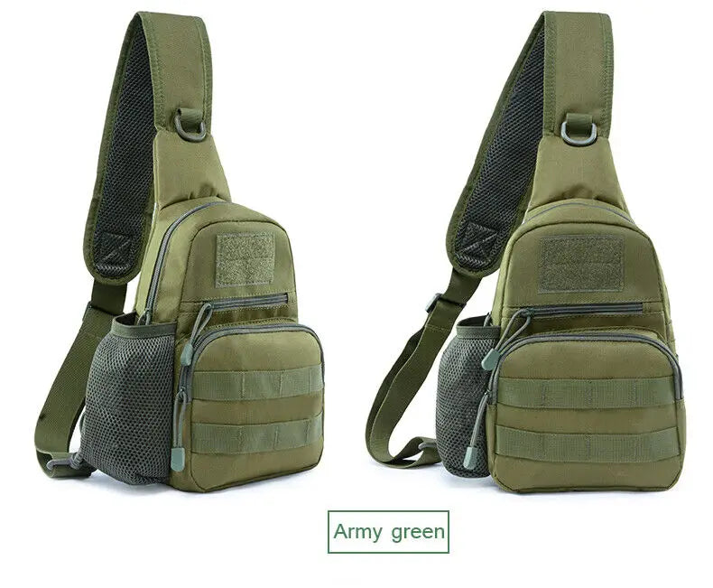 Tactical Sling Crossbody Backpack – MOLLE EDC Chest Bag with Water Bottle Holder | Outdoor Travel Shoulder Pack