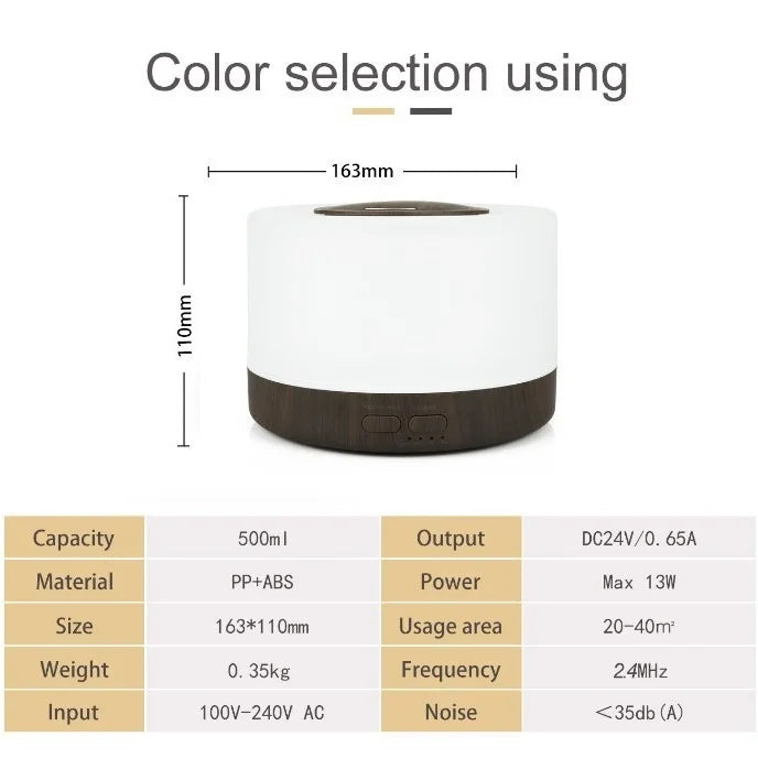 550ml Ultrasonic Essential Oil Diffuser – 7-Color LED Night Light & Cool Mist Humidifier for Home & Bedroom 🌙💧