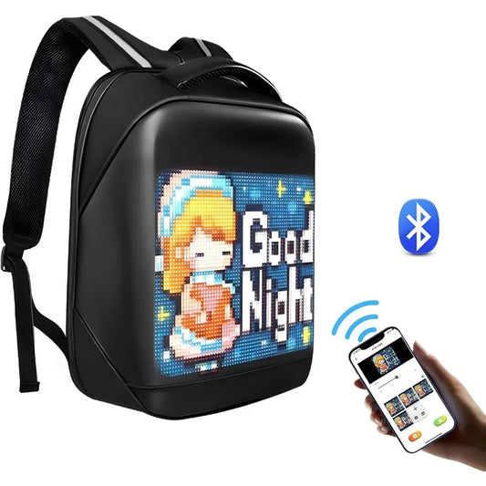 Programmable LED Backpack with Bluetooth Control – Waterproof Large Capacity Bag