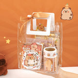 Kawaii Capybara Cartoon Stationery Set with Cute Handbag for School, Office & Gift Use