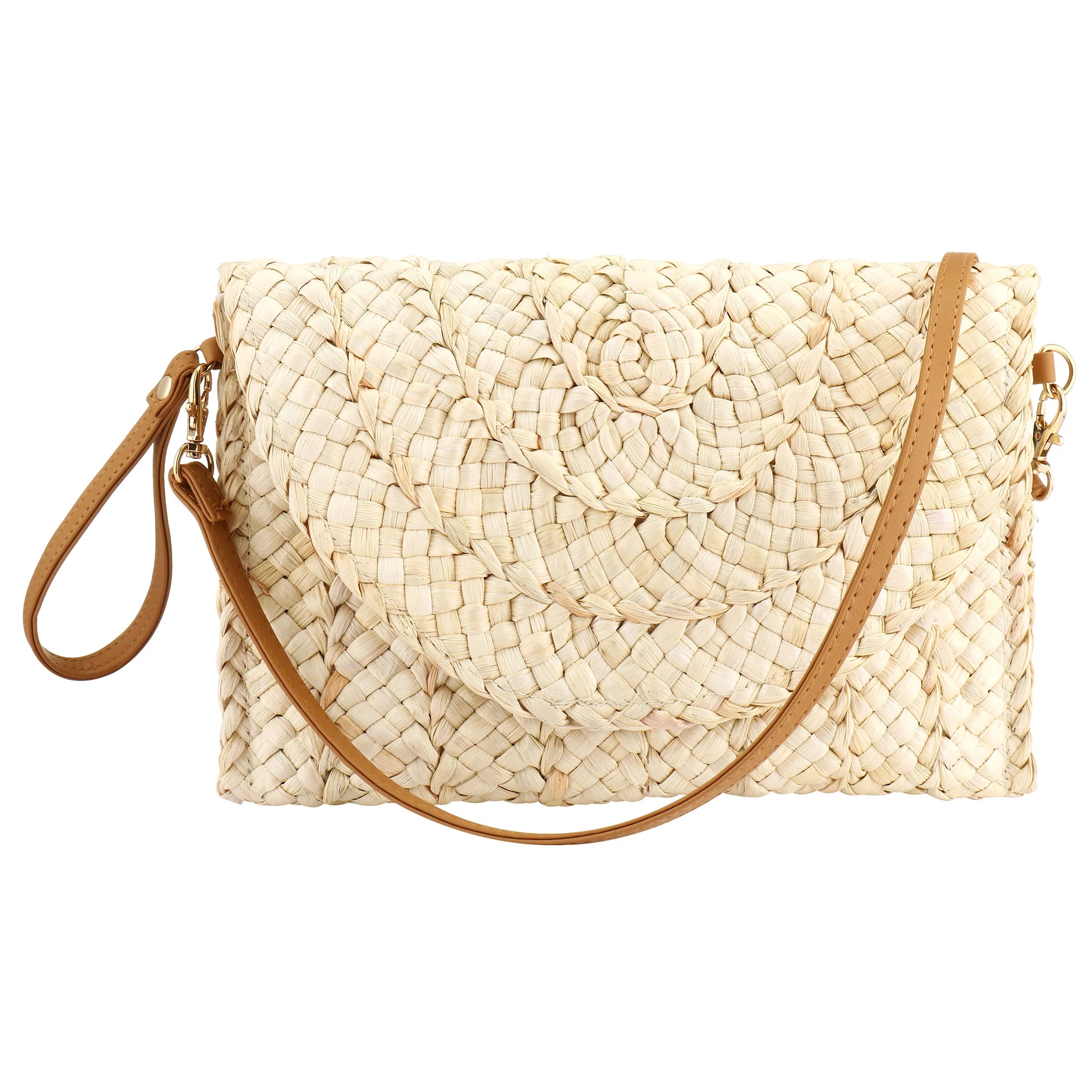 Women’s Handmade Straw Envelope Flap Bag – Knitted Crossbody & Clutch Purse for Beach, Travel & Casual Summer Outfits