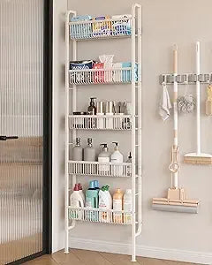 Behind-the-Door Narrow 5-Tier Bathroom Shelf – Space-Saving Slim Storage Unit