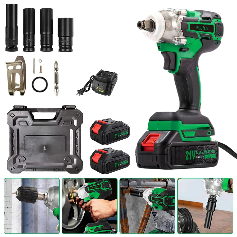 Ruiba 1/2" Brushless Electric Impact Wrench – 650Nm Cordless Power Tool for Makita 21V Battery 🔧⚡