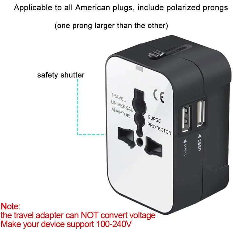 All-in-One Worldwide Travel Adapter – Universal Wall Charger with AC Power Plug for Global Use