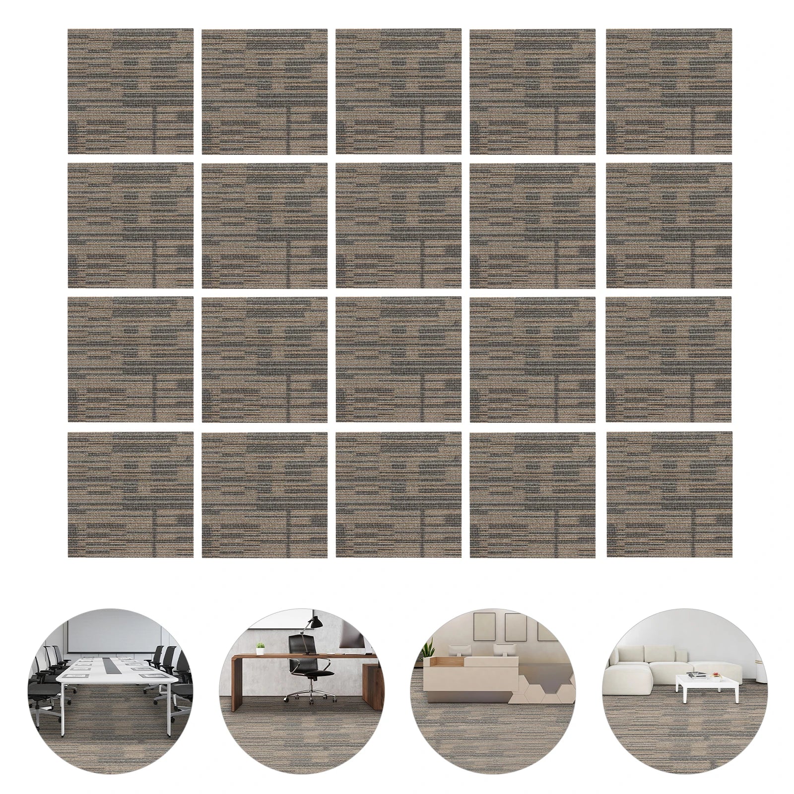 20PCS Commercial Adhesive Carpet Tiles – Washable Waterproof 20x20 Floor Mats for Office, Bedroom & Living Room