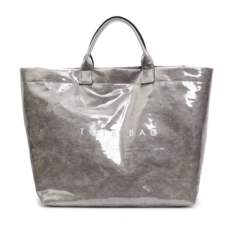 Women’s PVC simple tote handbag – large-capacity waterproof fashion shoulder bag, versatile purse for shopping, work, travel & daily use