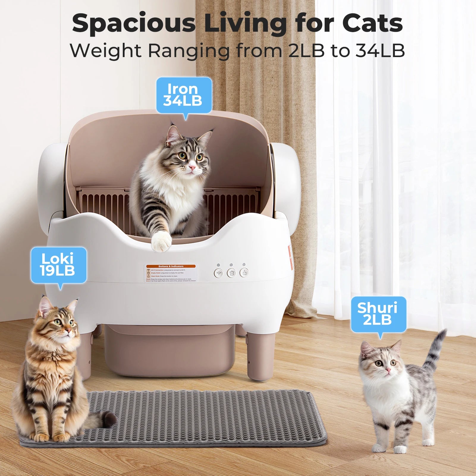 Self-Cleaning Automatic Cat Litter Box – App Control, Large Waste Bin, Open-Top Odor-Free Smart Litter Solution for Multi-Cat Homes