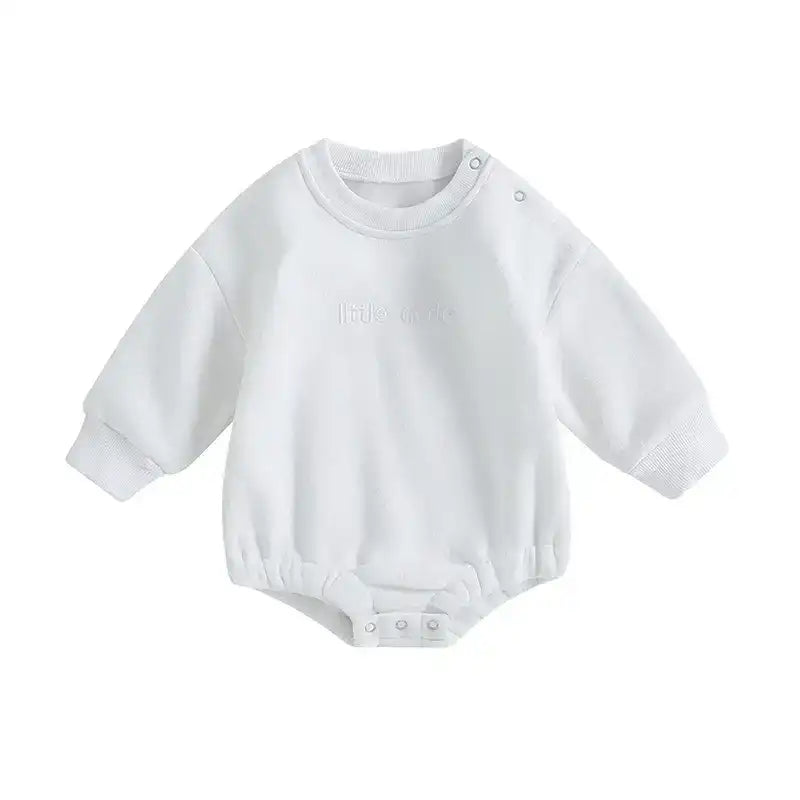Toddler Boys Sweatshirt Bodysuit – Long-Sleeve Round-Neck with Letter Embroidery (0-18 M)