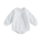 Toddler Boys Sweatshirt Bodysuit – Long-Sleeve Round-Neck with Letter Embroidery (0-18 M)