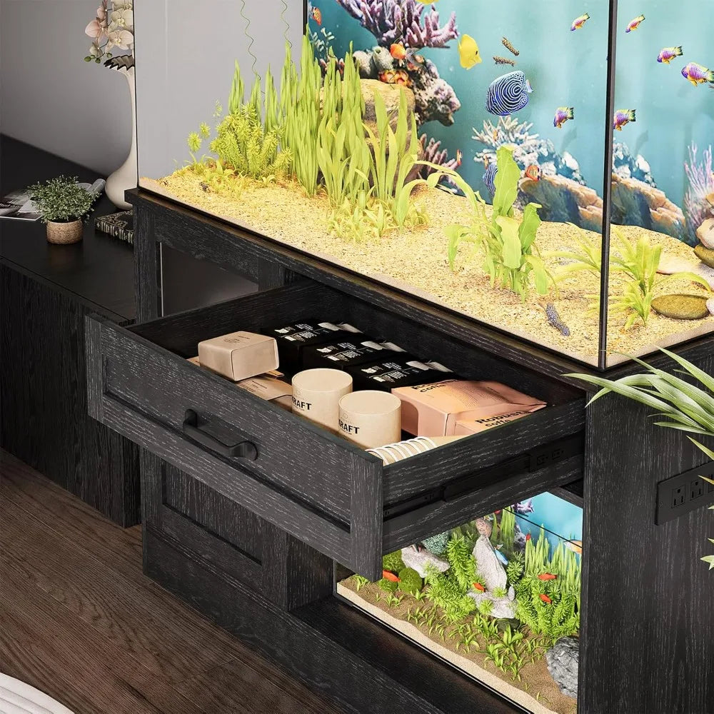 55 Gallon Fish Tank Stand – Durable Aquarium Stand with Drawer & Power Outlet, Fits 55–75 Gallon Fish or Reptile Tanks