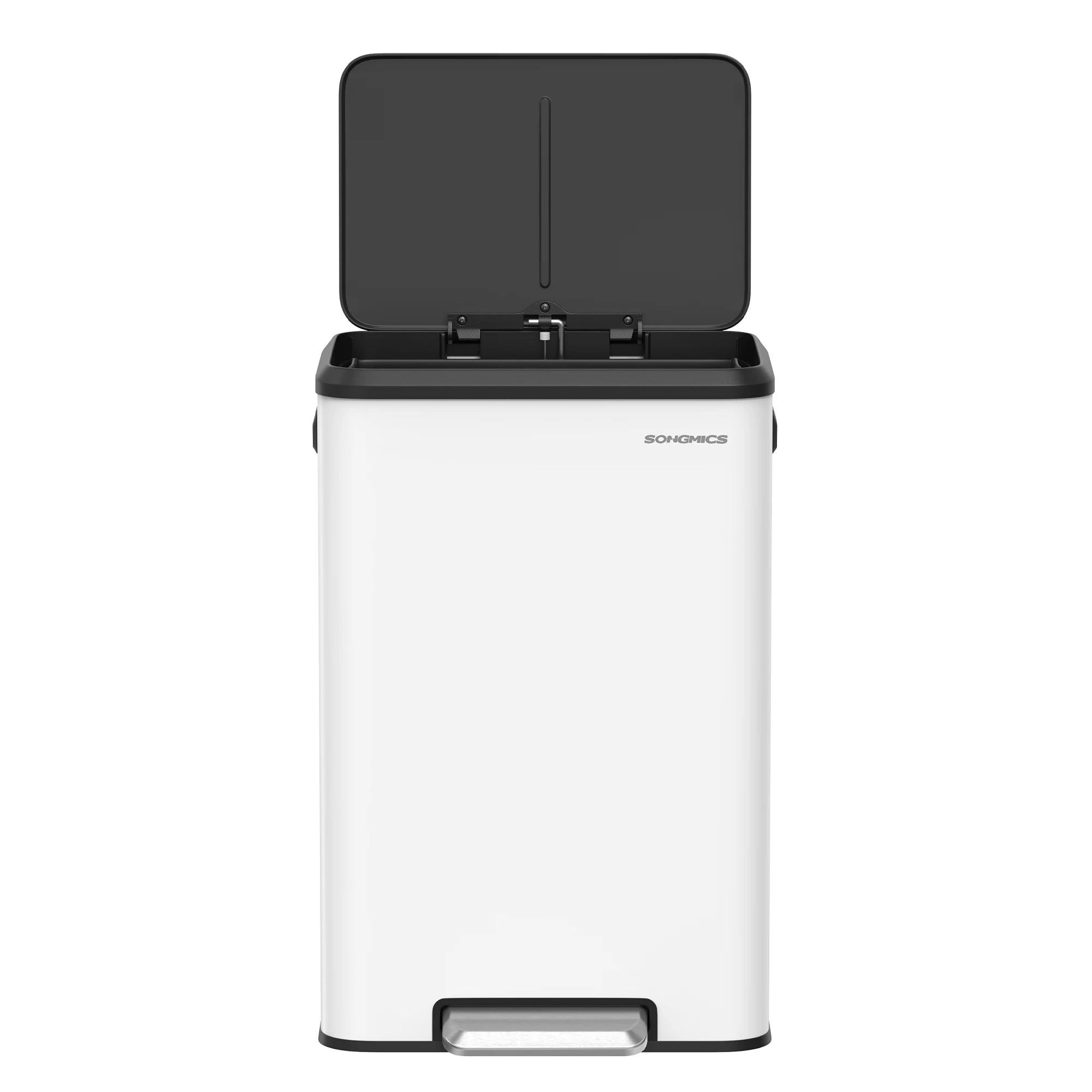 SONGMICS 10.5 Gallon Kitchen Trash Can – 40 L Stainless Steel with Wide Foot Pedal, Soft-Close Lid & Stays-Open Feature